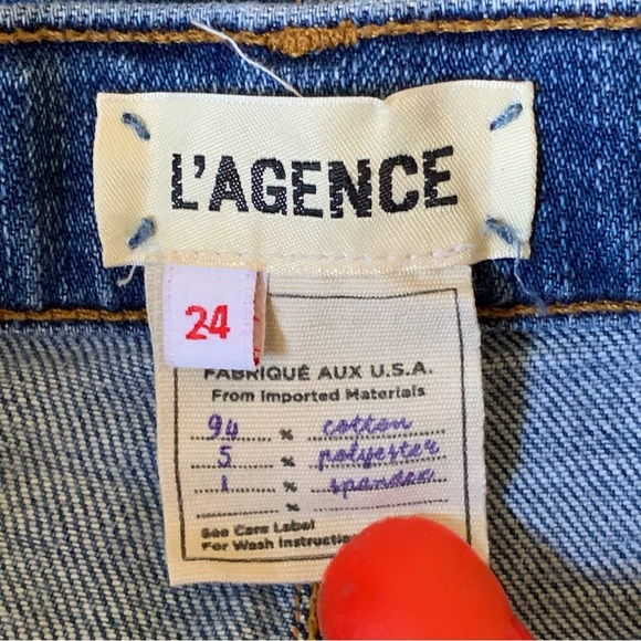 L'Agence Blue Sada Cropped Slim Ankle Fray Jeans Women’s Size 24 - 25” Inseam - Picture 8 of 11